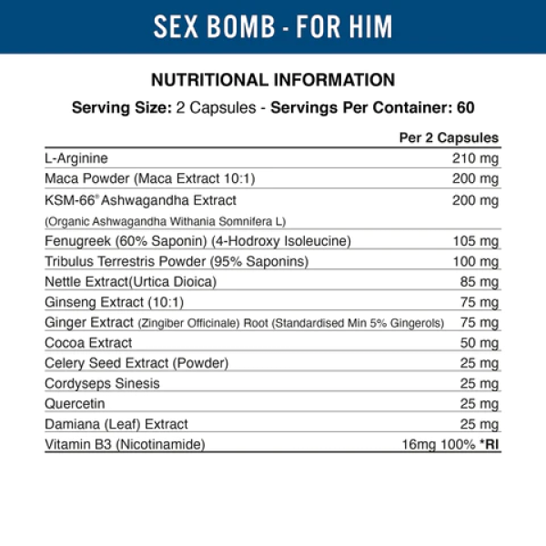 Sex Bomb For Him 120 капсули | Applied Nutrition Sex Bomb For Him 120 капсули | Applied Nutrition
