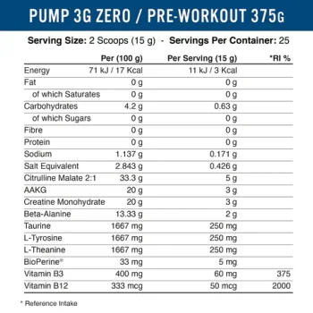 Pump 3G Zero-Stim Pre-Workout 375 г | Applied Nutrition Pump 3G Zero-Stim Pre-Workout 375 г | Applied Nutrition
