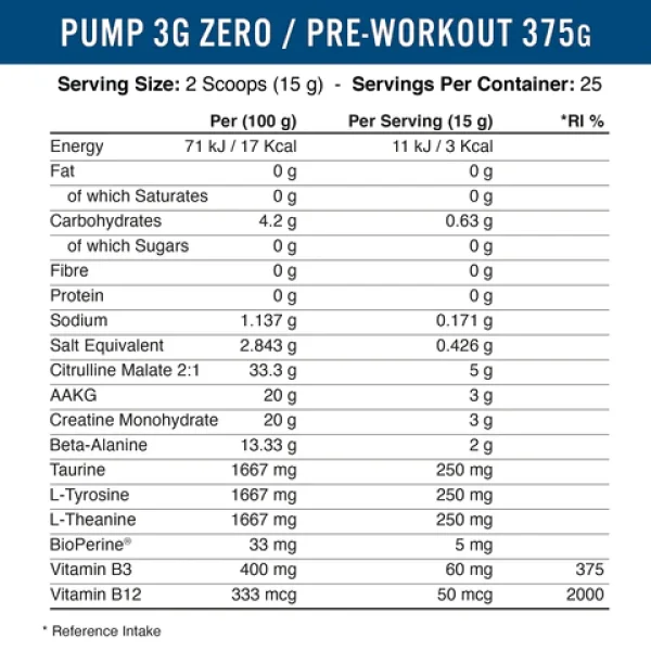 Pump 3G Zero-Stim Pre-Workout 375 г | Applied Nutrition Pump 3G Zero-Stim Pre-Workout 375 г | Applied Nutrition