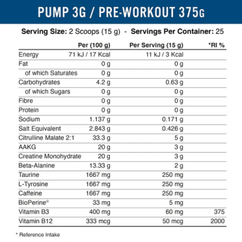 Pump 3G Pre-Workout 375 г | Applied Nutrition Pump 3G Pre-Workout 375 г | Applied Nutrition