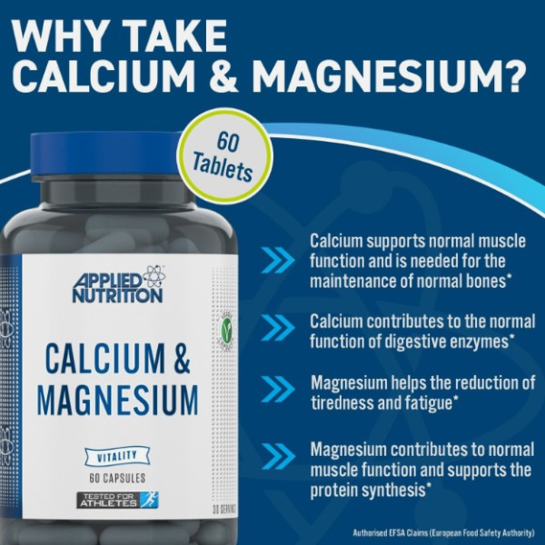 Calcium & Magnesium 60 капсули | Applied Nutrition Calcium & Magnesium 60 капсули | Applied Nutrition