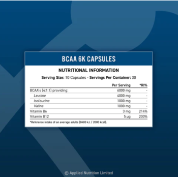 BCAA 6K 300 капсули | Applied Nutrition BCAA 6K 300 капсули | Applied Nutrition