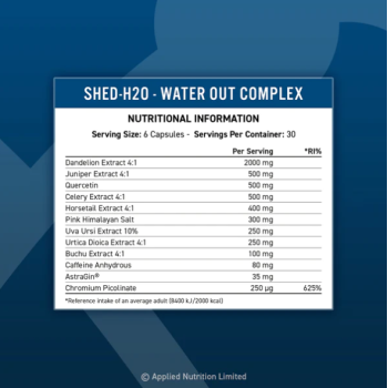 Shed-H20 Water Out Complex 180 капсули | Applied Nutrition Shed-H20 Water Out Complex 180 капсули | Applied Nutrition