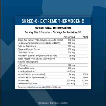 Shred-X Extreme Thermogenic 90 капсули | Applied Nutrition Shred-X Extreme Thermogenic 90 капсули | Applied Nutrition